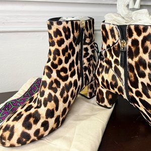 Tory Burch Women's Laila Leopard Print Calf Hair Booties